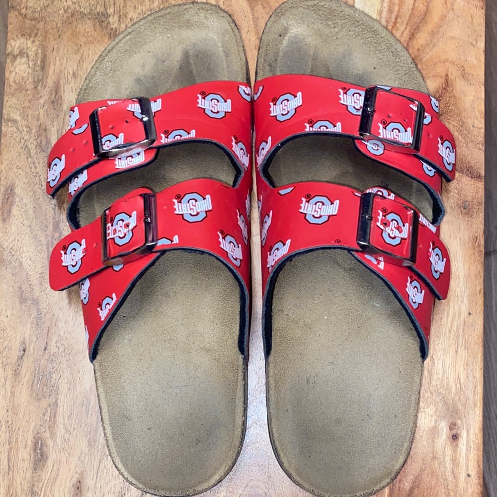 Womens Buckeye Red Slide Sandals Size 9/10